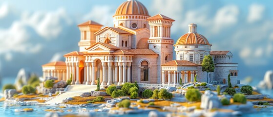 Historic temple from the Roman era. Generated AI