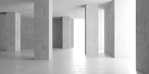 Fototapeta premium Grungy room with concrete walls. Old stone interior