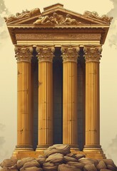 The architecture of a Roman temple in graphics. Generated AI