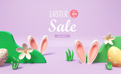 Easter sale message with rabbit ears