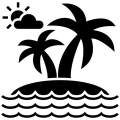 Tropical island glyph icon vector 