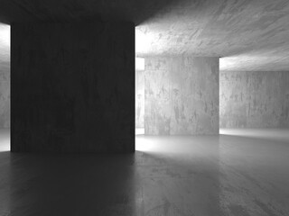 Abstract empty modern interior. Concrete walls