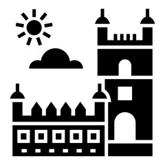 Belem tower solid icon vector 