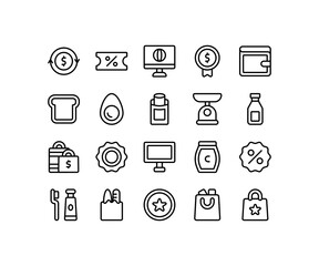 Simple icon of Excercise-related line icon. Contain such icons as mat, barbell, location, stopwatch. Editable stroke.