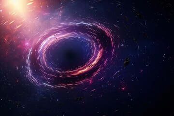 Vibrant space vortex, cosmic black hole concept illustration