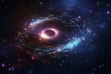 Vibrant space vortex, cosmic black hole concept illustration