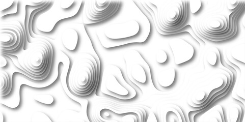 3D Papercut Stylized White topographic contour scheme and terrain. Topography grid map. Contour map background. Geographic line mountain relief. Abstract lines or wavy backdrop background.
