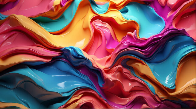 Papel pintado 3D en forma l&iacute;quida con varios colores.