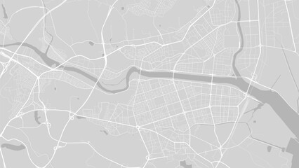 Background Ulsan map, South Korea, white and light grey city poster. Vector map with roads and water.
