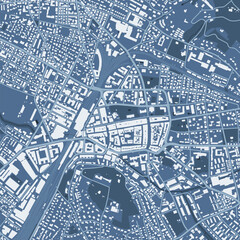 Blue Winterthur map, city in Switzerland. Streetmap municipal area.