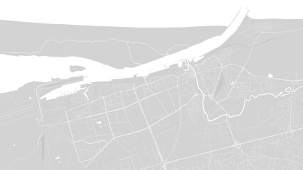 Background Klaipeda map, Lithuania, white and light grey city poster. Vector map with roads and water.