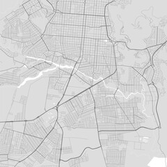 Map of Salta city, Argentina. Urban black and white poster. Road map with metropolitan city area view.