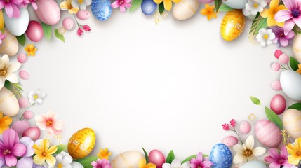 Naklejka na ściany i meble The Easter eggs make a festive border. Colorful decoration adds to springtime.