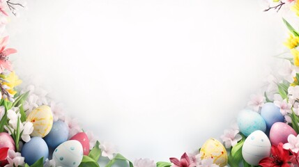 Naklejka na ściany i meble The Easter eggs make a festive background. Colorful wallpaper brightens the mood.