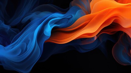 Blue and orange wallpaper with a blue background and a black background - obrazy, fototapety, plakaty
