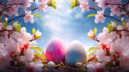 The Easter eggs create a beautiful border. Gorgeous design enhances the celebration.