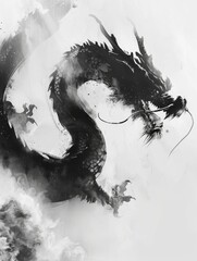 Chinese ink painting of a Chinese dragon