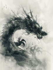 Chinese ink painting of a Chinese dragon