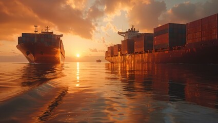 export and import Cargo ships and containers, global business logistics concept