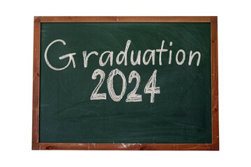 Obraz premium graduation 2024. a celebration of the completion of the educational process. a blackboard in the classroom, a festive atmosphere. bundles of balloons.