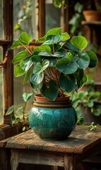 Potted Plant on Wooden Table