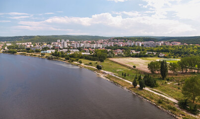 Fototapeta na wymiar Asparuhovo canal aerial view on a summer day. Varna
