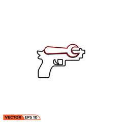 Gun repair icon design vector graphic of template, sign and symbol, line style 
