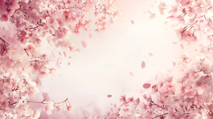 Obraz na płótnie Canvas 桜の花びらが舞い散るフレーム