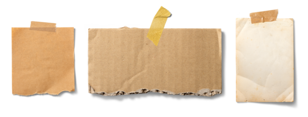 壁にテープで貼られた古い紙片の背景テクスチャー