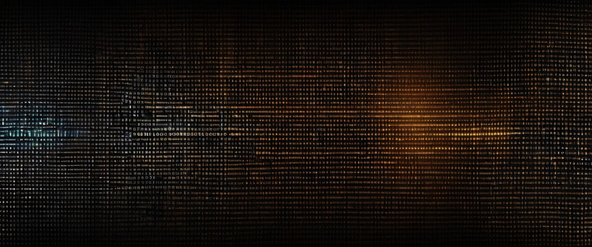 An abstract digital background with binary code and AI algorithms running in the background