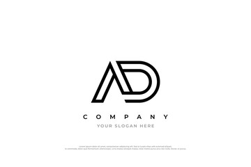 Simple Letter AD Logo Design Vector