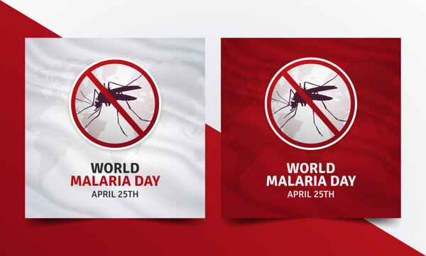 World Malaria Day April 25th with mosquito stop silhouette sign illustration