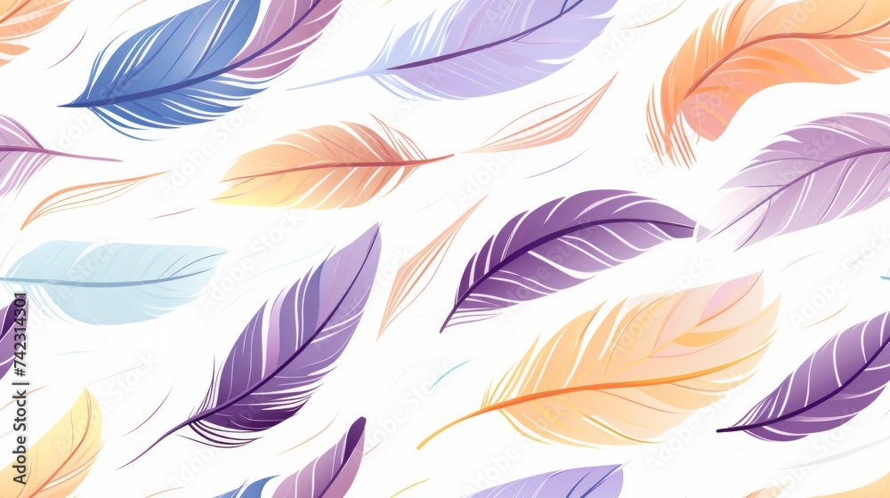 Aufkleber Generative AI Simple aquarelle feather pattern