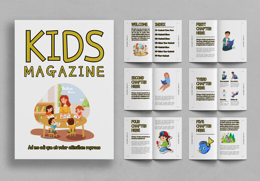 Kids Magazine Template Design Layout