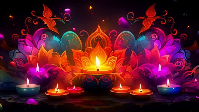 Colorful diwali festival background video clip