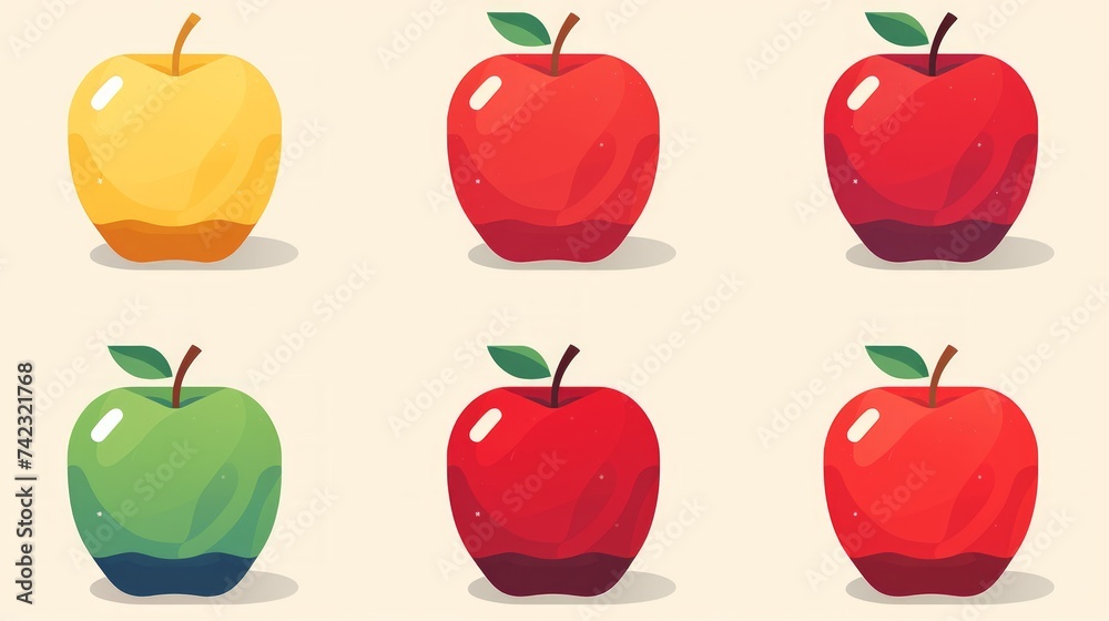 Poster Generative AI colorful apples flat