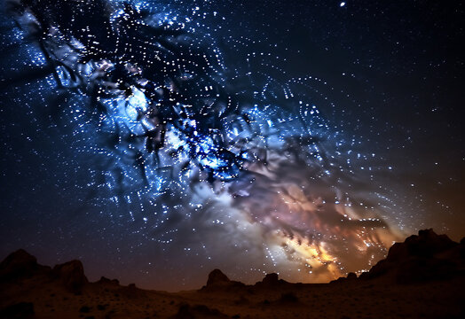 Galaxies and stars, galaxy image, night sky