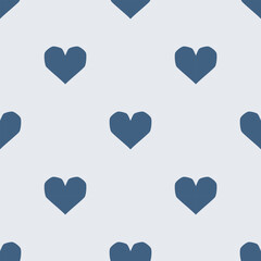 Blue Heart seamless pattern. Vector illustration in flat style. Valentine day texture. Love concept. Hand drawn heart in doodle style. Fabric with heart print for pajamas, kids clothes.