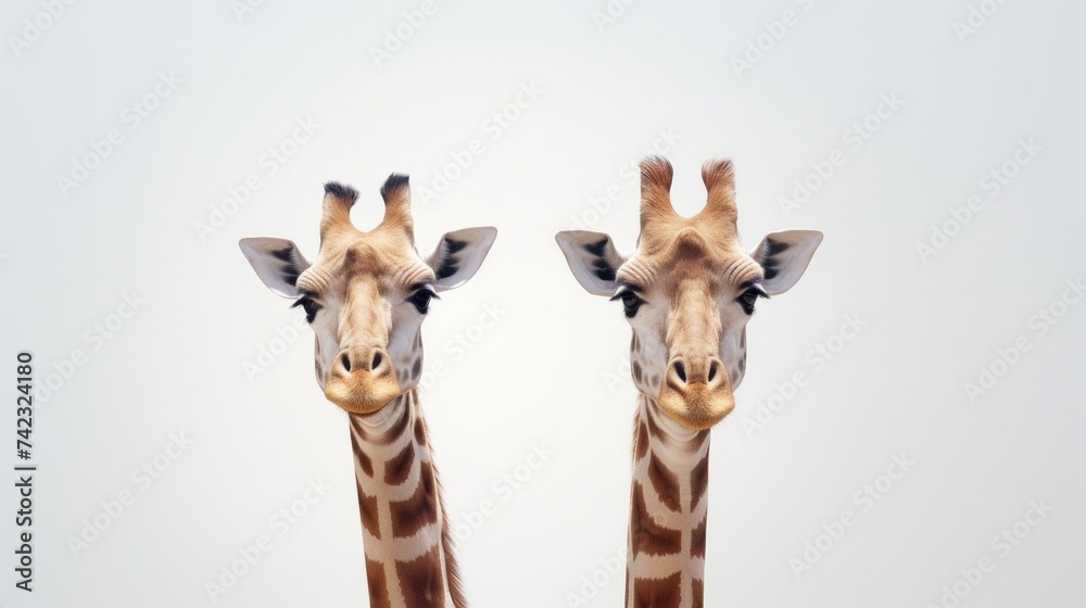 Poster generative ai towering giraffes posing elegantly.