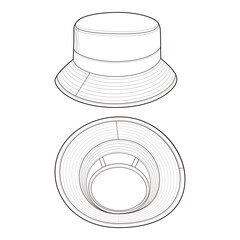 Bucket Hat Flat Sketch Vector Design Illustration