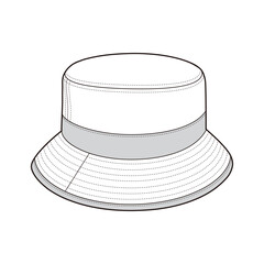 Bucket Hat Flat Sketch Vector Design Illustration