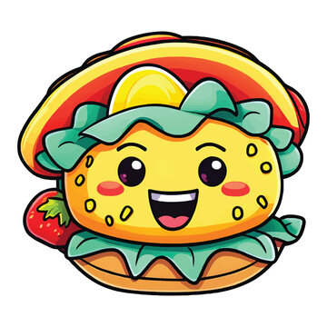 cute funny cartoon taco vector