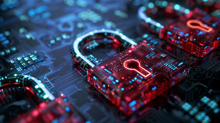 cybersecurity concept digital lock