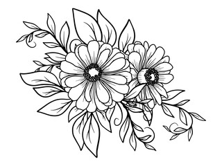 Hand Drawn Flower Line Art Illustration