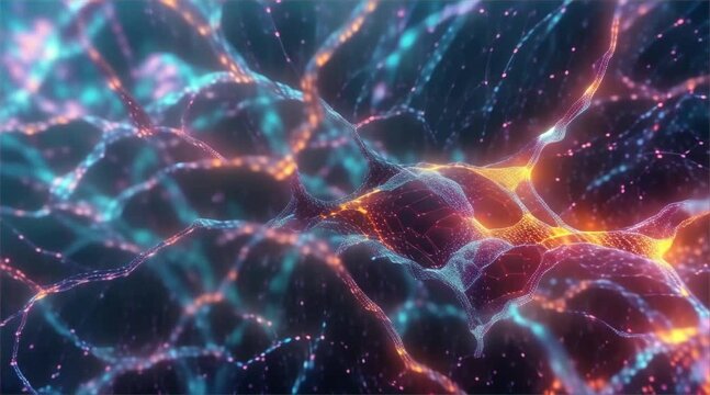 Abstract computing digital brain network vibrant neuron connections