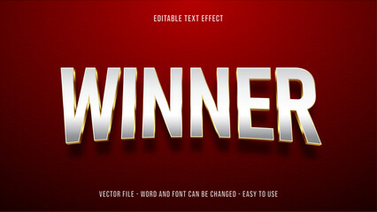 Editable text effect winner, champion vector template
