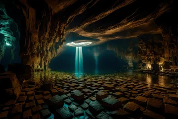 Foto op Canvas A secret underground chamber, where nature's intricate sculptures decorate the cave's walls. © Muhammad