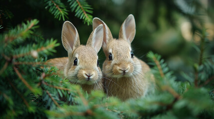 Fototapeta premium Bunnies have breakfast.