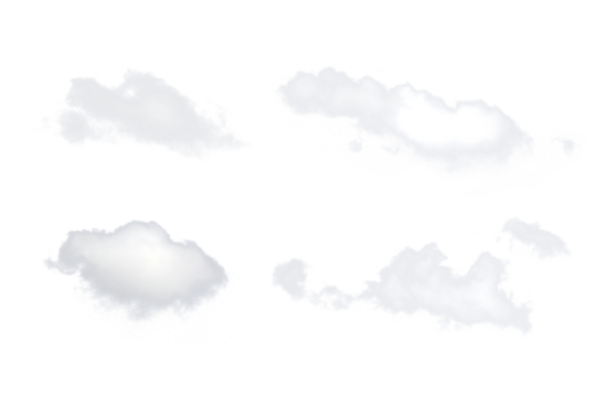Set of white clouds on transparent