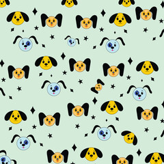 Cute hand drawn doodle style animal face seamless pattern texture design for gift wrapping papers, cute cover designs, wall arts, backgrounds and more printable designs like mugs , phone cases